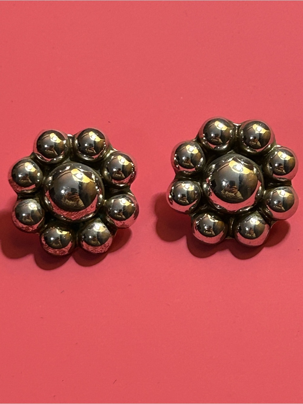 Mexico .925 Vintage Floral Cluster Pierced Earrings